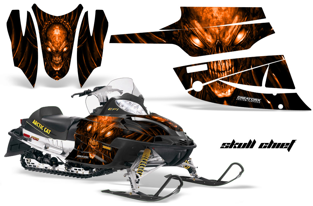 Arctic Cat Firecat Graphics Kit Skull Chief Orange Black